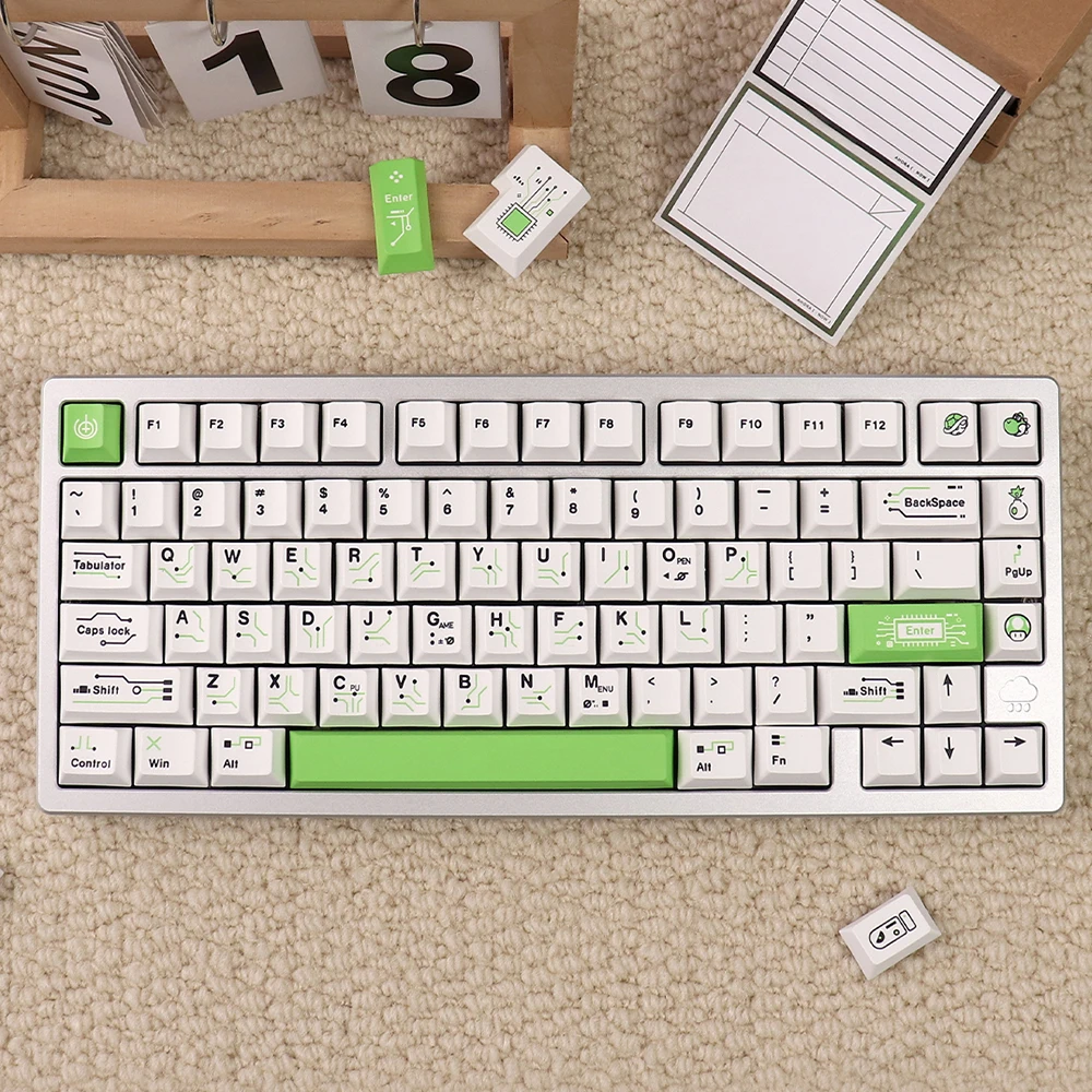 148 Keys White Green Keycap PBT Dye Sub Cherry Profile Customized English KeyCaps For Cherry MX Switch Mechanical Keyboard 84/96