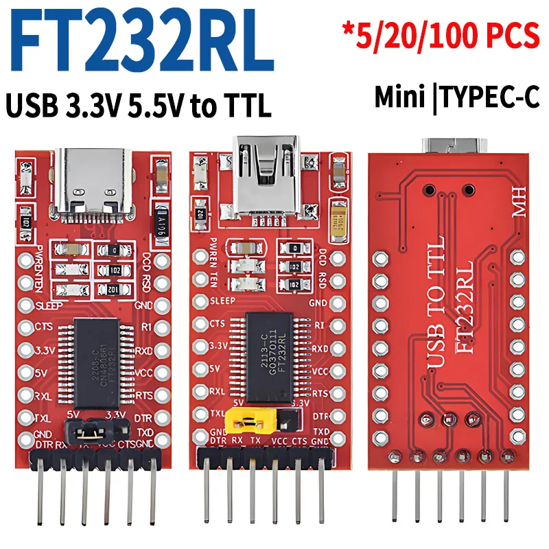 5/20/100PCS FT232RL FTDI USB 3.3V 5.5V to TTL Serial Adapter Module for Arduino FT232 Pro Mini USB TO TTL 232