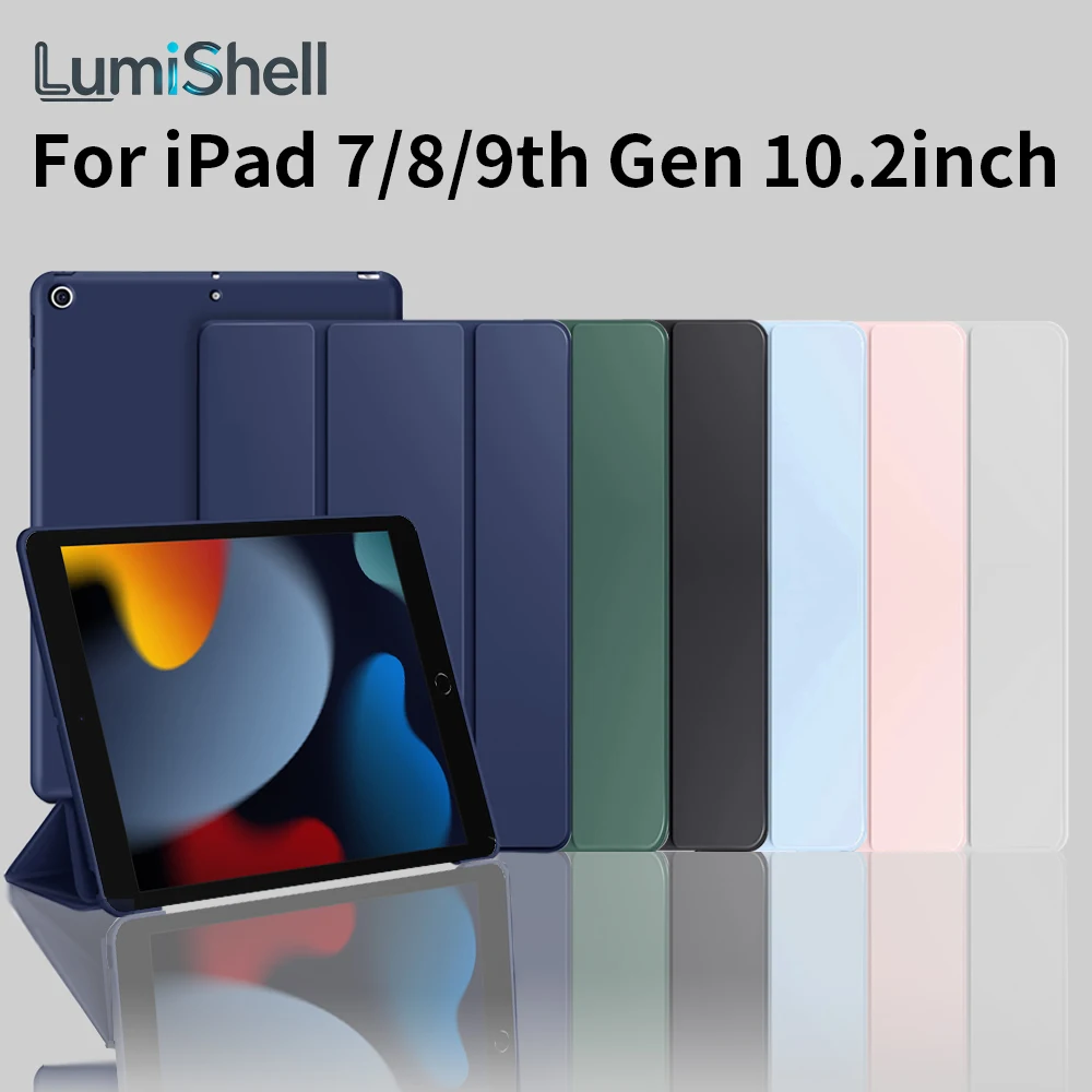 Case For iPad 9th/8th/7th Generation (2021/2020/2019) 10.2 Inch, Tri-fold Flip Silicone Soft Shell PU Protective Cover