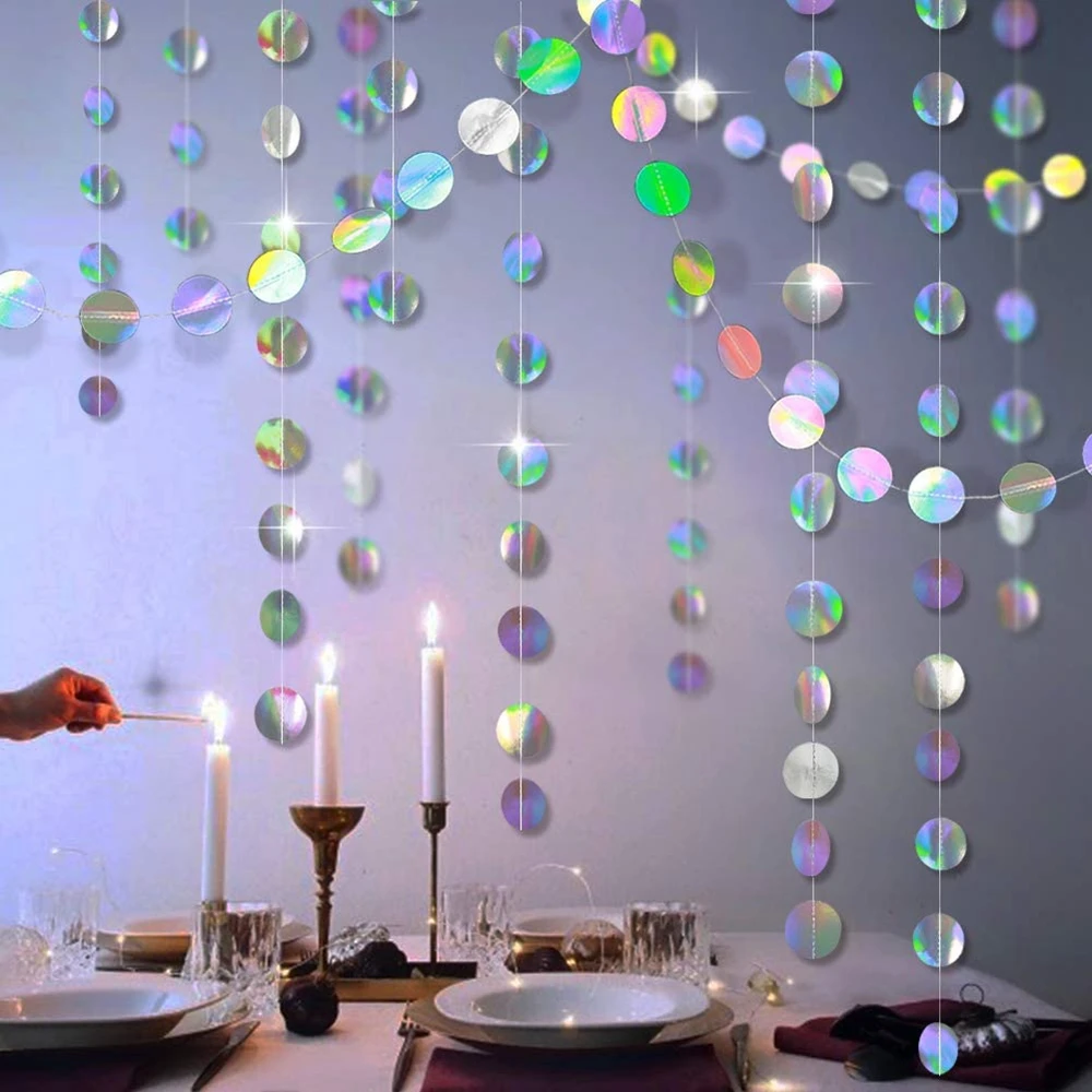 3.75M 12.3ft papierowy baner dekoracja urodzinowa pierwsze 1. dzieci chłopiec dziewczyna dorosły laser srebrna girlanda ślub Baby Shower — zdjęcie 7