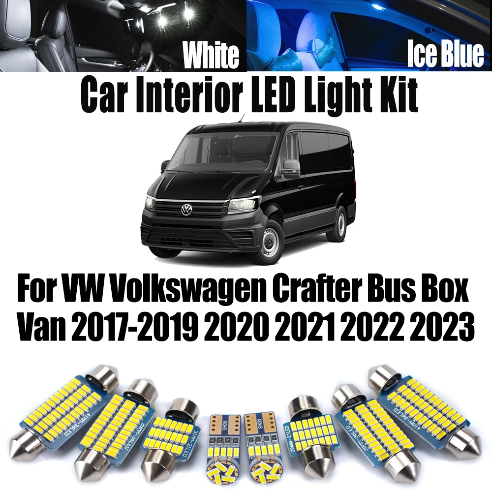 11Pcs LED Interior Map Dome Reading Light Kit Car Accessories For VW Volkswagen Crafter Bus Box Van 2017- 2021 2022 2023 Canbus