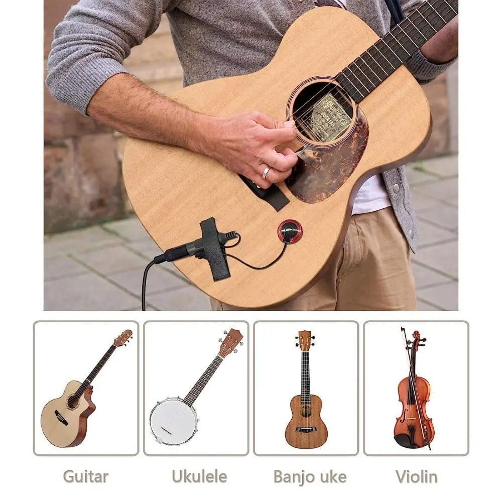 Piezo-Kontakt-Gitarren-Tonabnehmer aus Kunststoff, einfach zu installierender Mikrofon-Tonabnehmer für Gitarre, Violine, Ukulele, Gitarrenzubehör