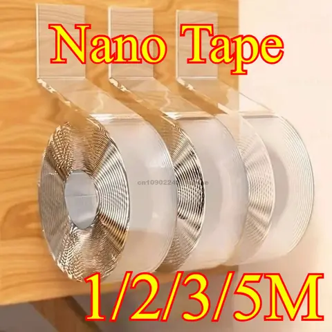 1/2/3/5M 양면 테이프 투명 아크릴 재사용 가능한 방수 접착제 Tracsless 테이프 가제트 Doble Cara Nano Tapes