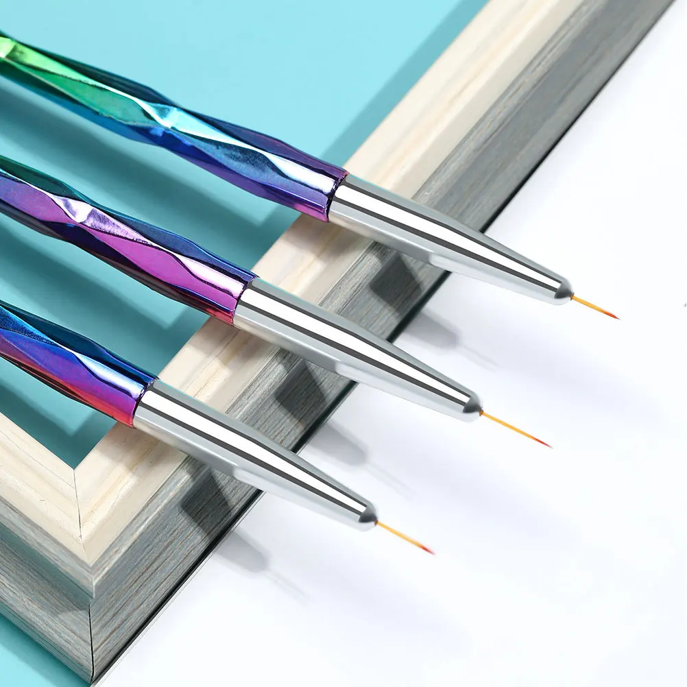 3pcs 아트 펜 세트 DIY 네일 디자인을위한 경량 매니큐어 도구 휴대용 네일 아트 페인팅 도구 액세서리 살롱 사용