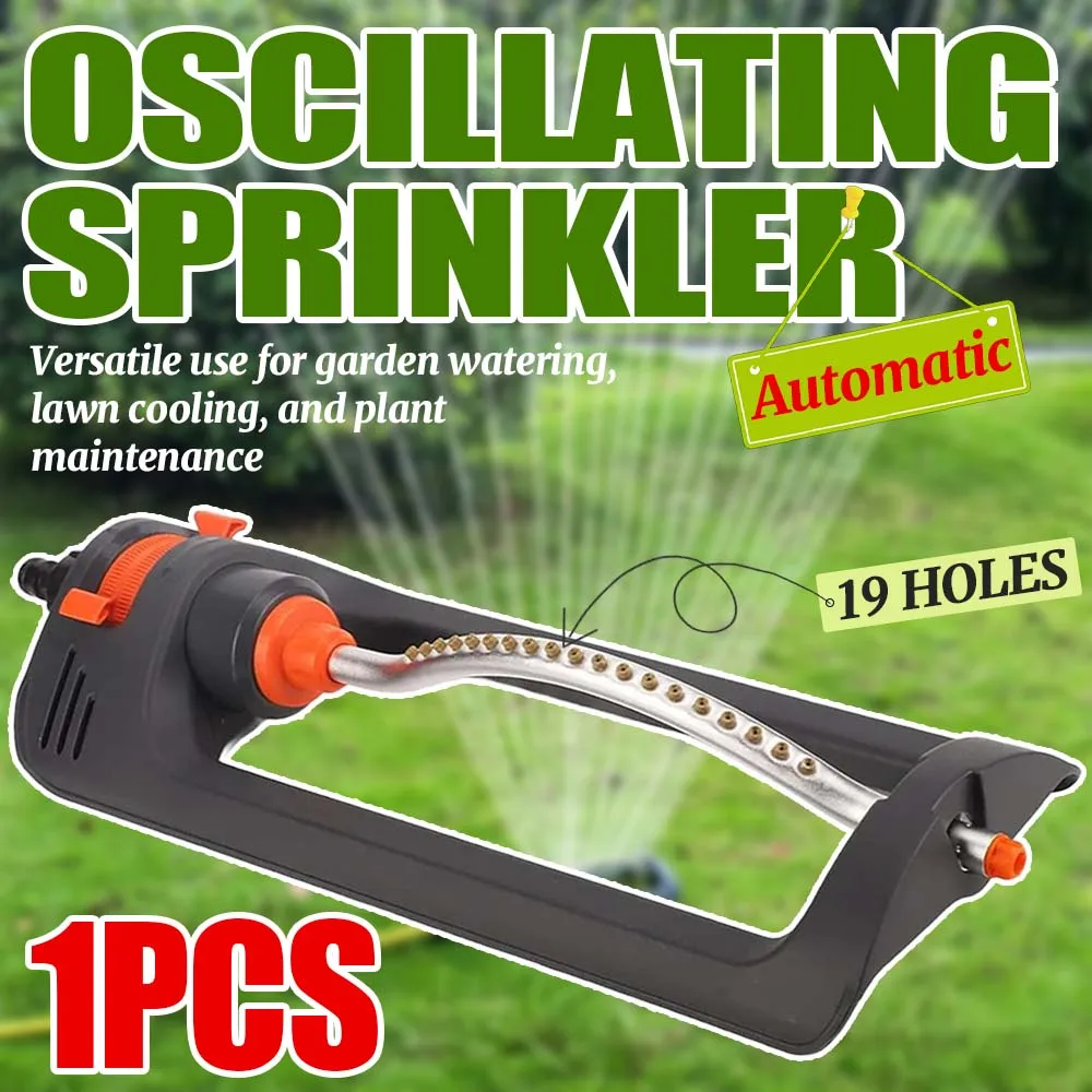 19 Hole Nozzles Oscillating Garden Sprinkler 4 Modes Water Sprayer in Connector for Large Area Coverage Yard Garden Lawn