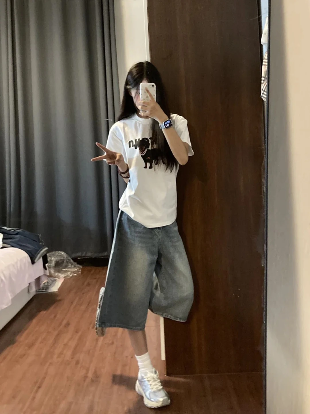 

Мужские джинсовые шорты в стиле ретро, синие, летние, трендовые, прямого кроя, широкие, укороченные, американского стиля, Cleanfit