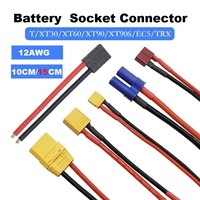 10CM/15CM 12AWG T XT30 XT60 TRX XT90S EC5 XT90 Connector Male/Female Plug With 12awg Silicone Wire For Rc Drone Battery Cable