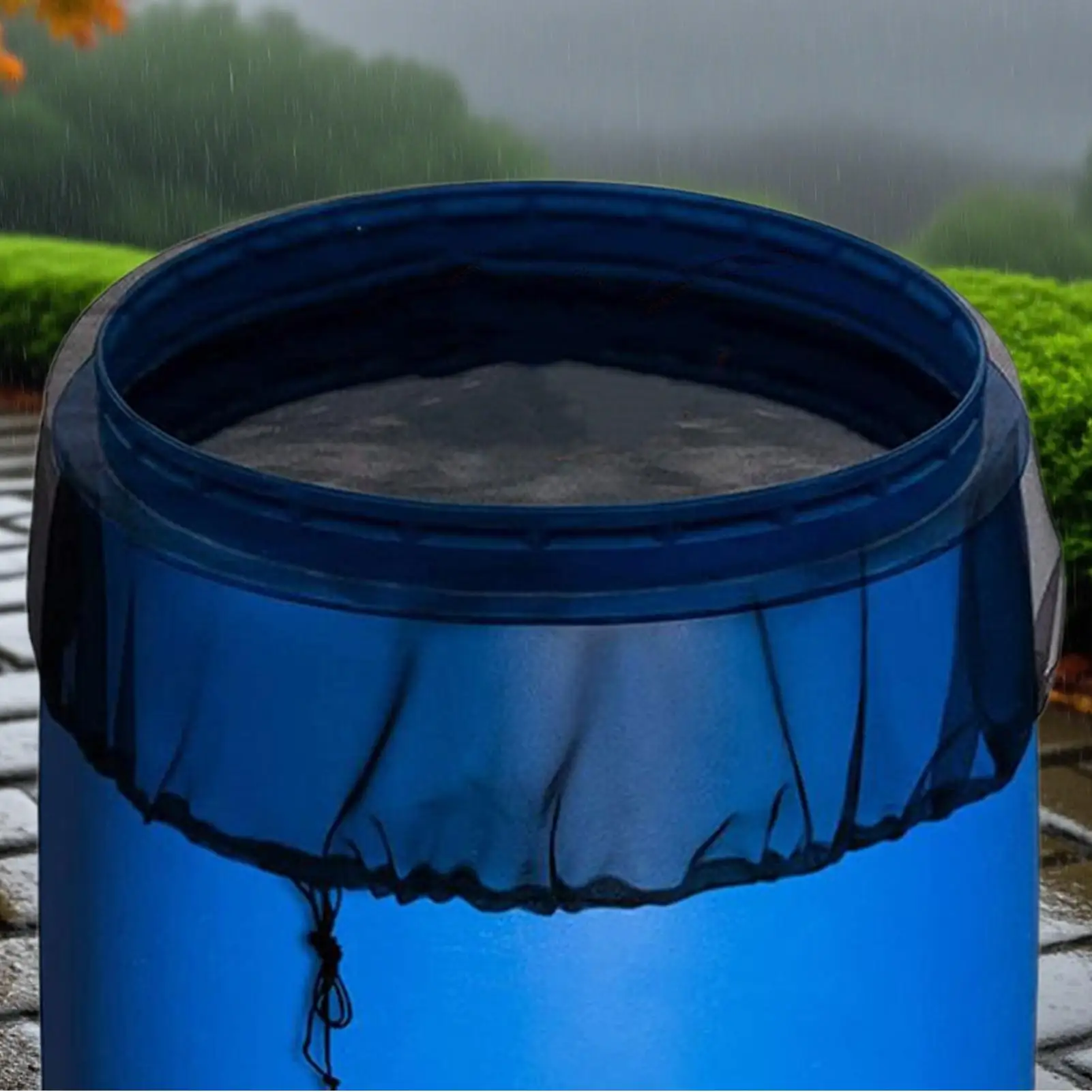 

Rain Barrel Net Cover 4 Pieces Water Buckets Screen With Drawstring UV-Resistant Rain Barrels Protective Cover For Lawns Porches