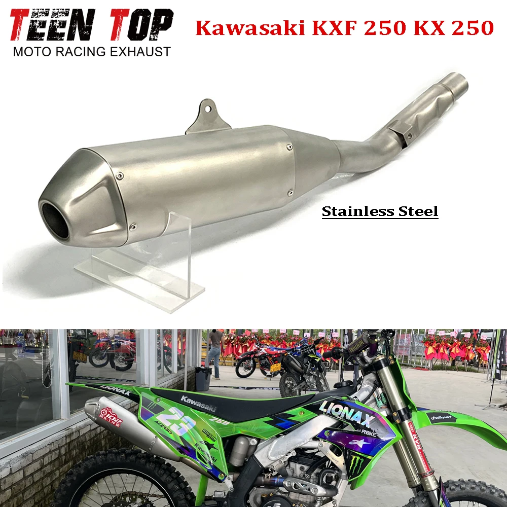 For Kawasaki KXF/KX 250 Exhaust Slip On Systems 2021+ Motorcycle Exhaust Escape Steel Moto Front Link Pipe Muffler Connector