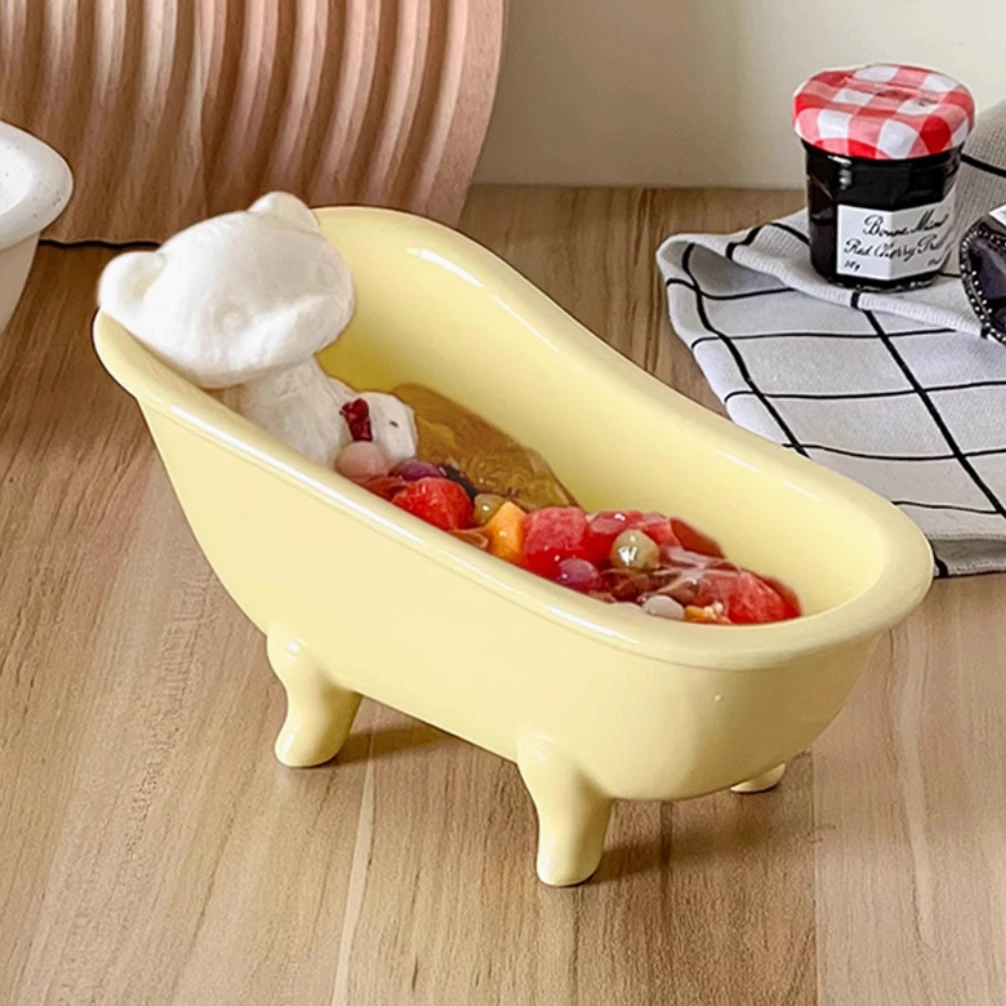 

Bear Bathtub Dessert Bowl Ins Style Creative Tableware and Beautiful Salad Yogurt Oat Bowl Party Accessories Home Decoration