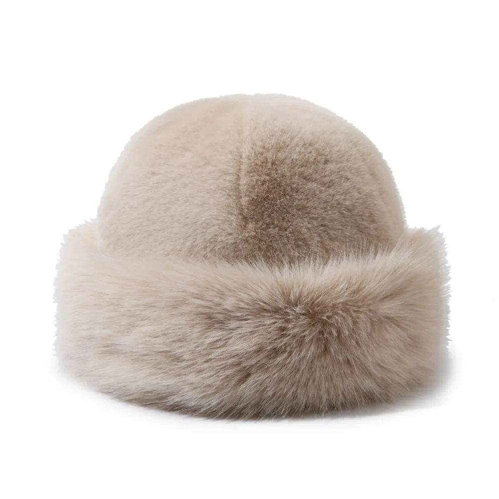 New Warm Fluffy Fur Bucket Hat Thicken Cold Fisherman Hat Cover Head Cap Ear Protection Winter Hat Chrismas Gifts