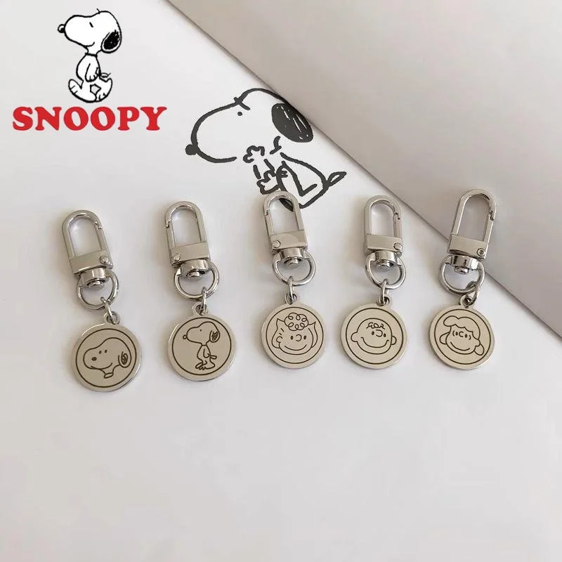 3Cm Kawaii Snoopy Woodstock Keychain Pendant Metal Cartoon New Airpods Pendant U Disk Anti-Lost School Bag Pendant Birthday Gift