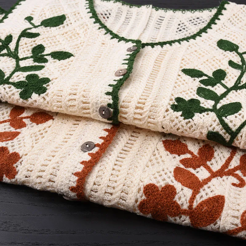 صدرية كروشيه مطرزة بالزهور بدون أكمام وأزرار أمامية سترة نسائية للربيع والصيف عتيقة من Fairycore Cottagecore #4