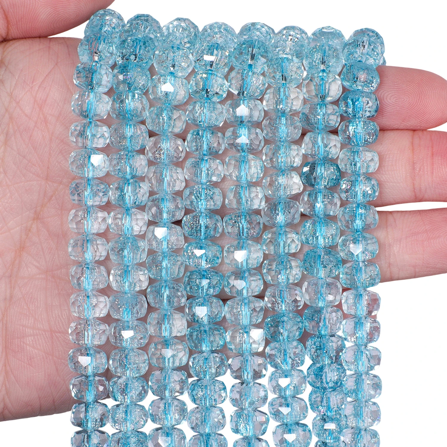 8x5mm Halbplattierte Mehrfarbige Facettierte Rad-Kristallquarz-Perlen AB-Farbe Transparente Glasperlen für DIY-Armband und Halskette – Detail 15