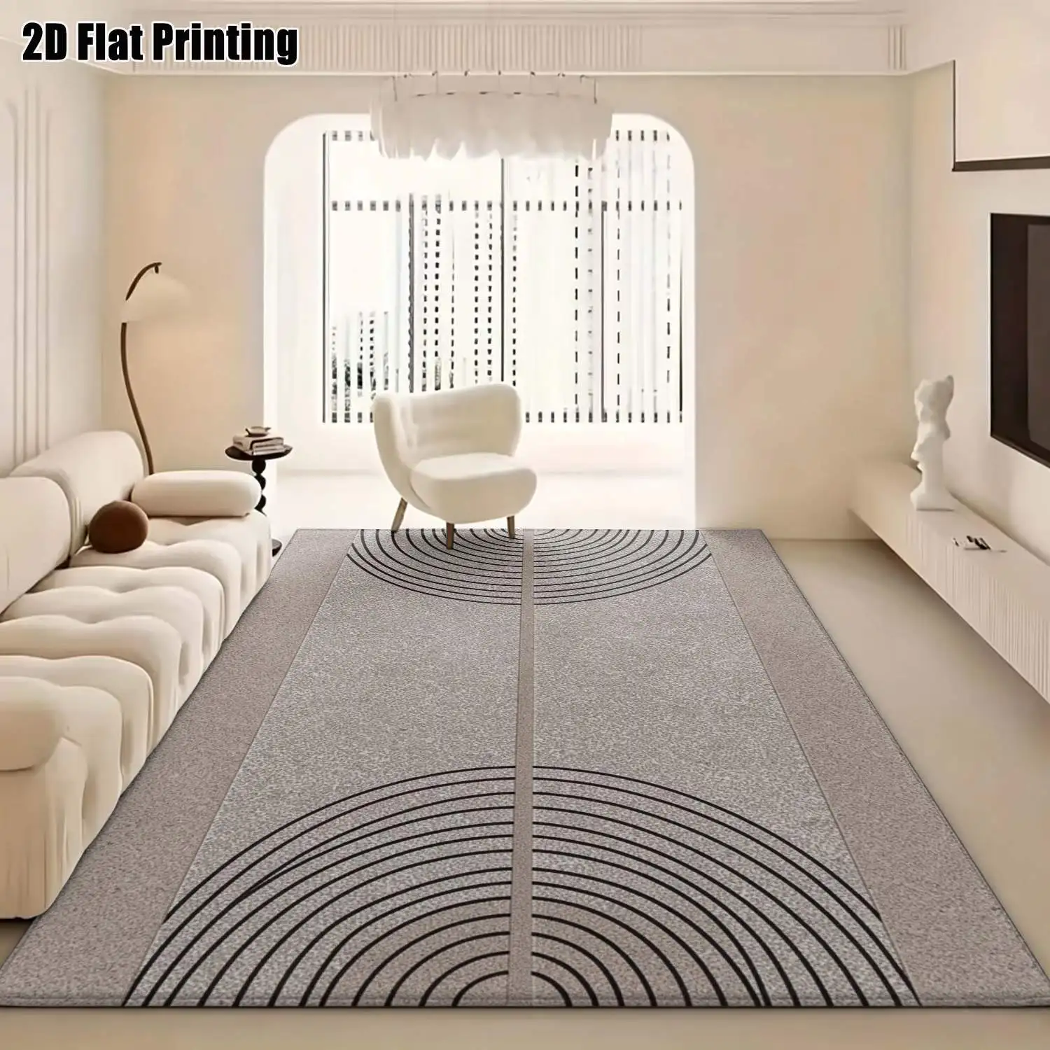 1Pc 2D Printed Carpet: Light Brown Lines, Geometric Patterns, Modern Simple Instagram Style, Multi-Size Machine Washable, for Home Decor, Entrance/Dining/Bedroom/Living Room Etc