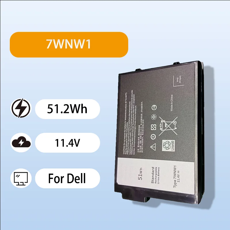 Replacement 7WNW1 Battery Compatible For Dell Latitude 5420 5424 7424 RUGGED 11.4V 51.2Wh Rechargeable Notebook Battery