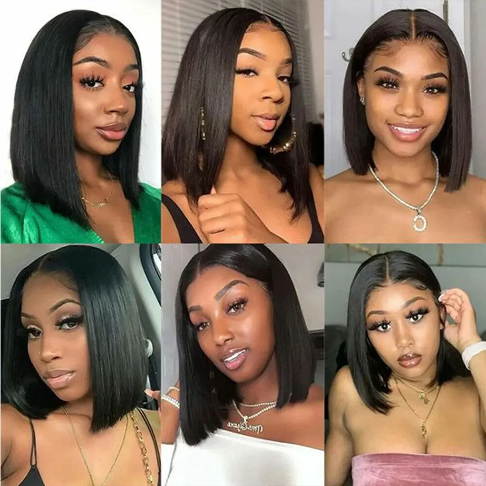 البرازيلي بوب قصيرة العظام مستقيم الدانتيل الجبهة الباروكات قبل قطعها البرازيلي الشعر البشري 13x4 HD الدانتيل الشفاف الباروكات الأمامية للبيع