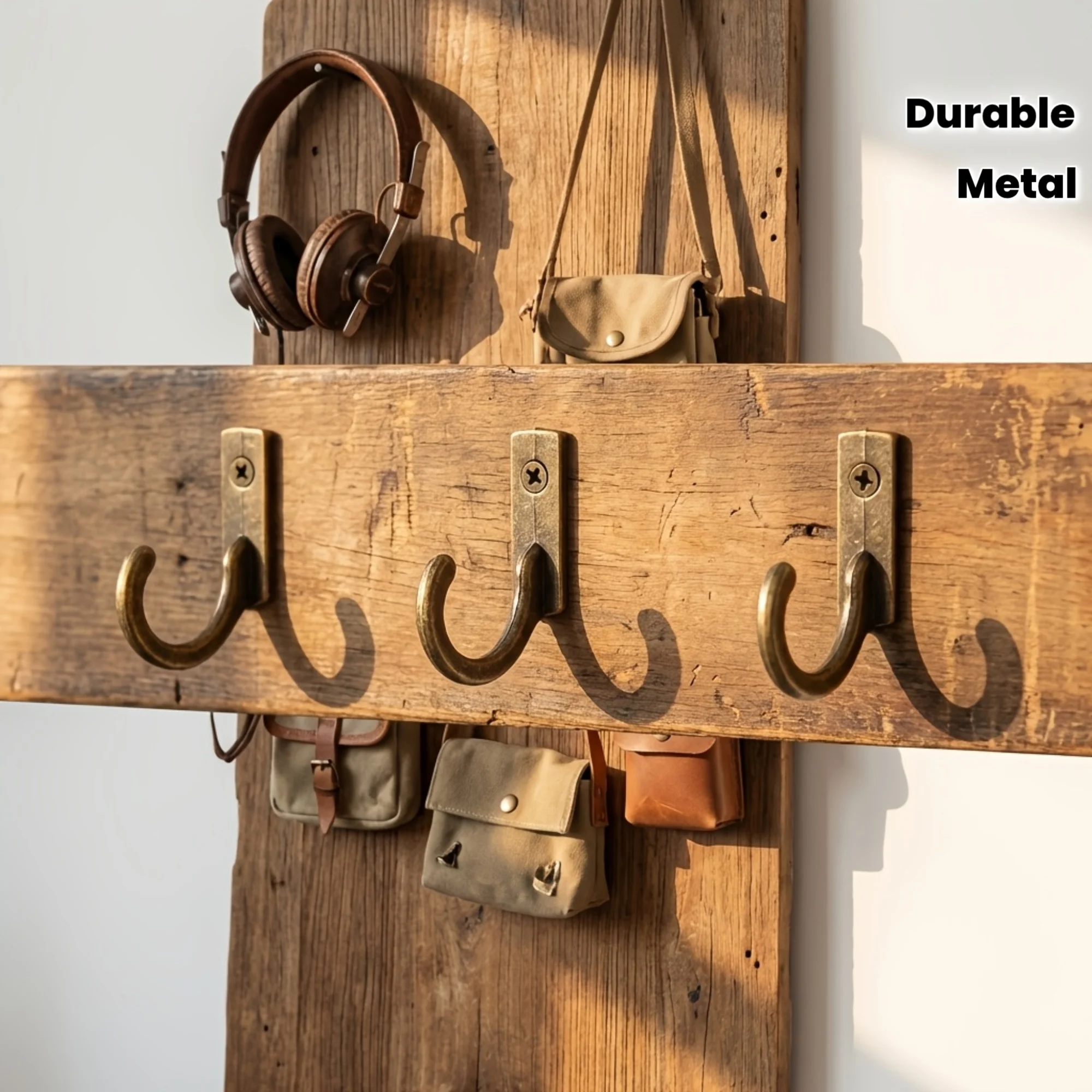 15 Ganchos de Pared de Bronce de Una Sola Punta, Ganchos Metálicos Utilitarios con Tornillos a Juego, Colgadores Decorativos Vintage para Almacenamiento en el Hogar