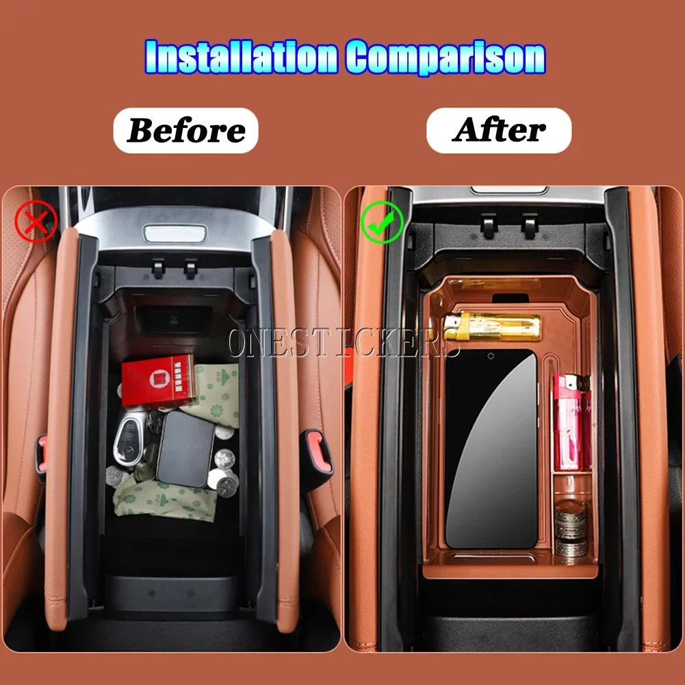 لمرسيدس بنز GLC الفئة X254 W254 GLC260 GLC300 2023-2025 سيارة مركز وحدة التحكم مسند الذراع صندوق صندوق تخزين حامل صينية منظم