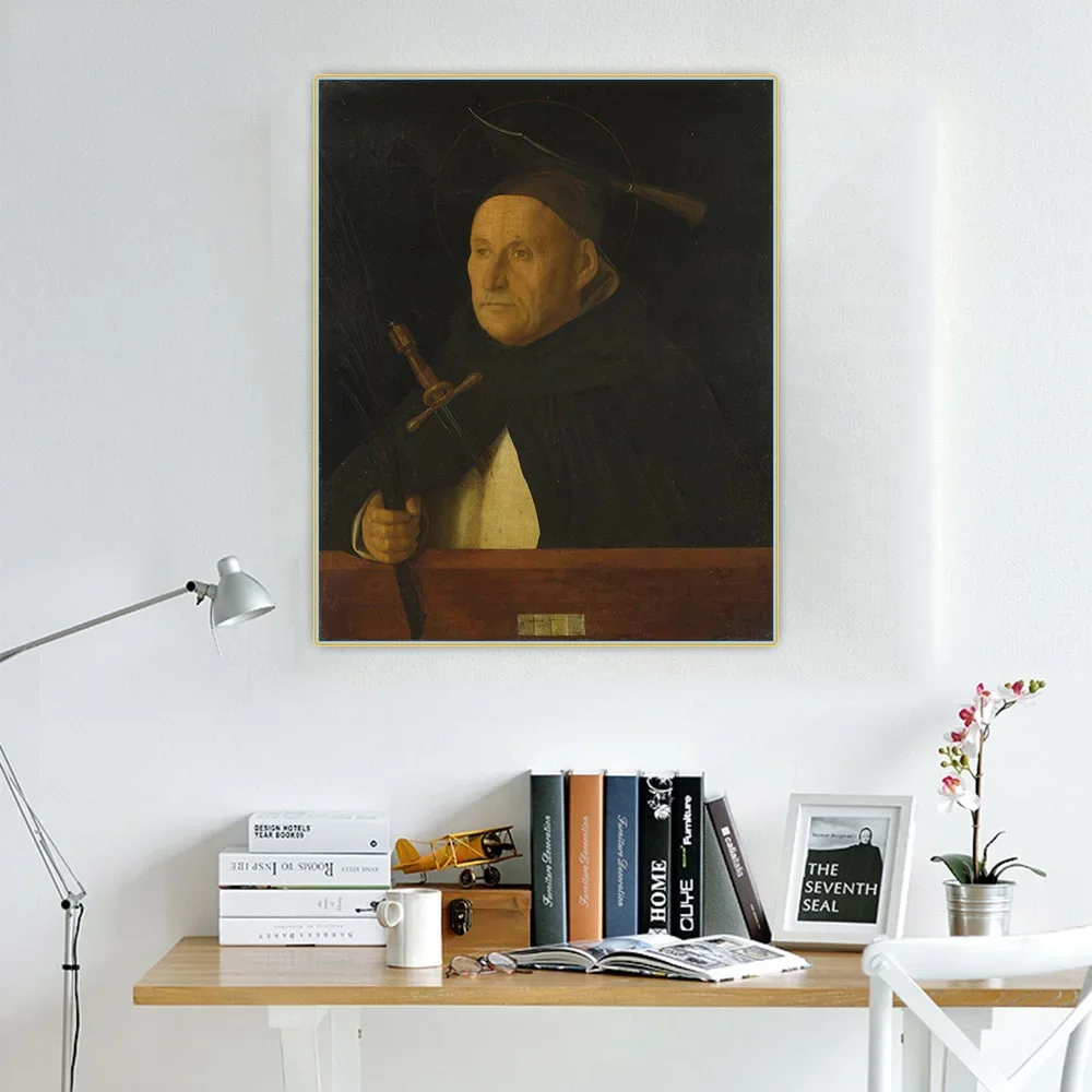 Citon Giovanni Bellini 《Un dominicano, con los atributos de San Pedro Mártir》 Arte en lienzo Pintura al óleo Fondo Decoración del hogar