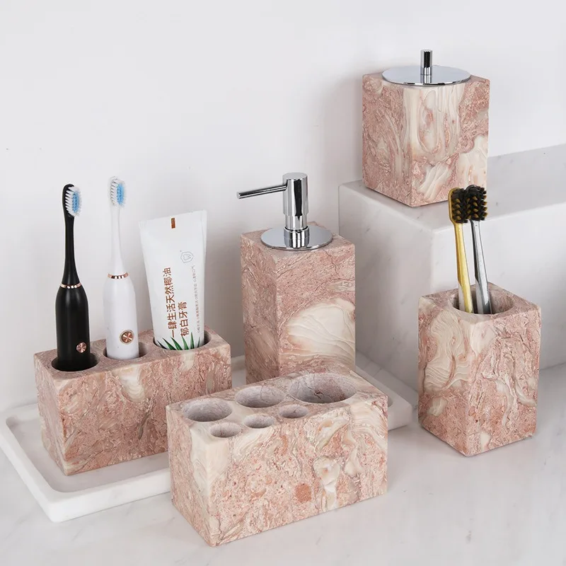 Luxury marble ceramic bathroom accessories set vanity table