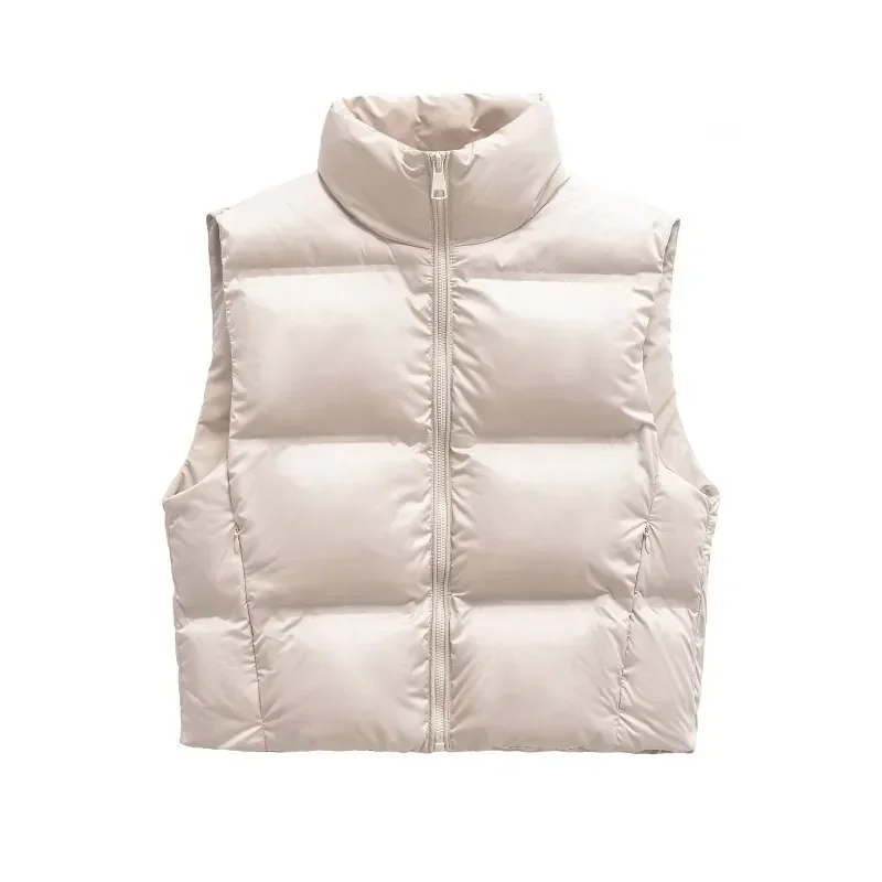 TRAF ZR Padded Vests Winter Coat Female Sleeveless Jackets Woman Vintage American Vest Solid Basic Vests Women's Warm Vest