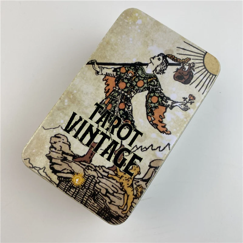Hochwertige Blechdose, Tarot-Vintage-Karten, Wahrsagungsdeck mit Papierführer, englische Version, klassische Brettspiele – Detail 6