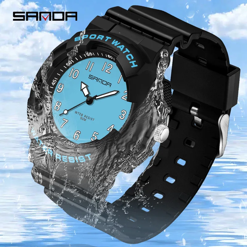 

SANDA watch male and female teenagers small electronic watch fashionable casual versatile sports waterproof watch