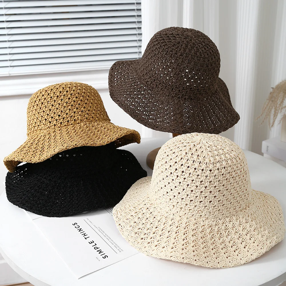 

Women's Summer Fisherman Hat Breathable Sun Protection Foldable Wide Brim Beach Sun Hat for Outdoor Travel Fashion Accessories
