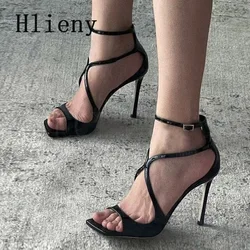 Hlieny Summer New Street Style Square Toe Ankle Buckle Strap Women Sandals Sexy Thin High Heels Banquet Prom Shoes Size 34-40