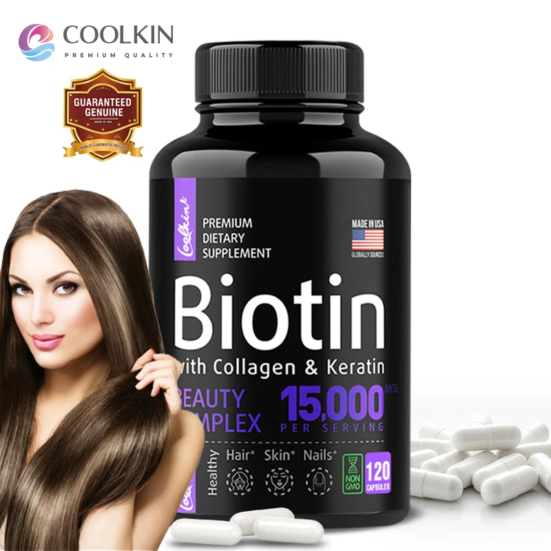 

Биотин Витамины с коллагеном и кератином — капсулы Mcg 15000, комплекс B1, B2, B3, B6, B12, полезные ногти и кожи, рост волос