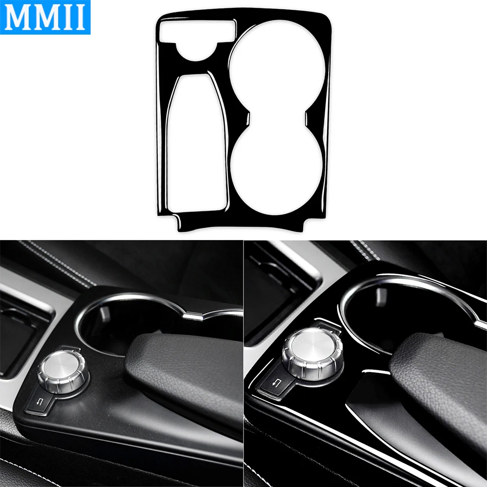 

For Mercedes-Benz GLK 2008-2015 Piano Black Center Armrest Cup Holder Panel Decorative Cover Car Interior Accessories Sticker