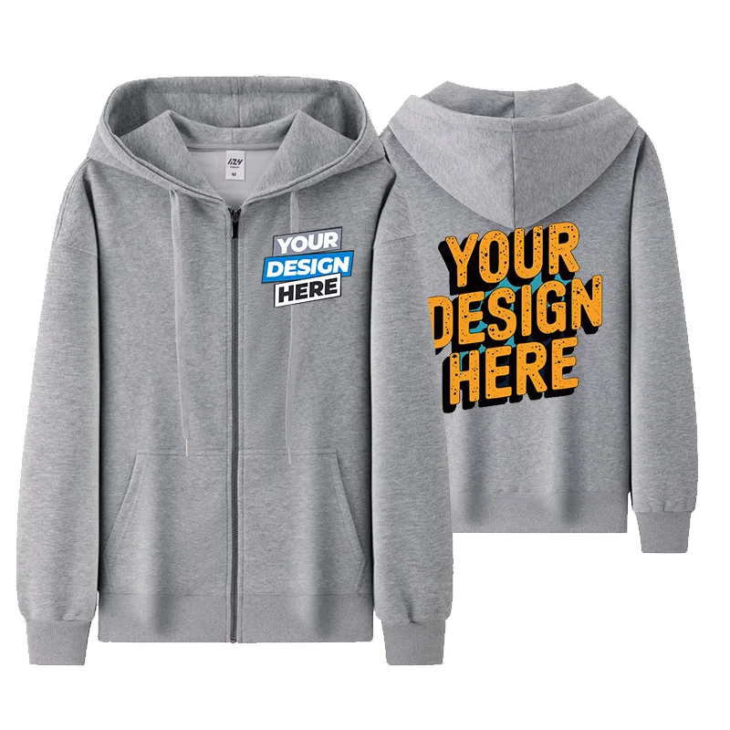 

Customizable Zip-Up Hoodie Unisex – Heavy Blend Cotton Polyester for Embroidery & Screen Printing HM-M03