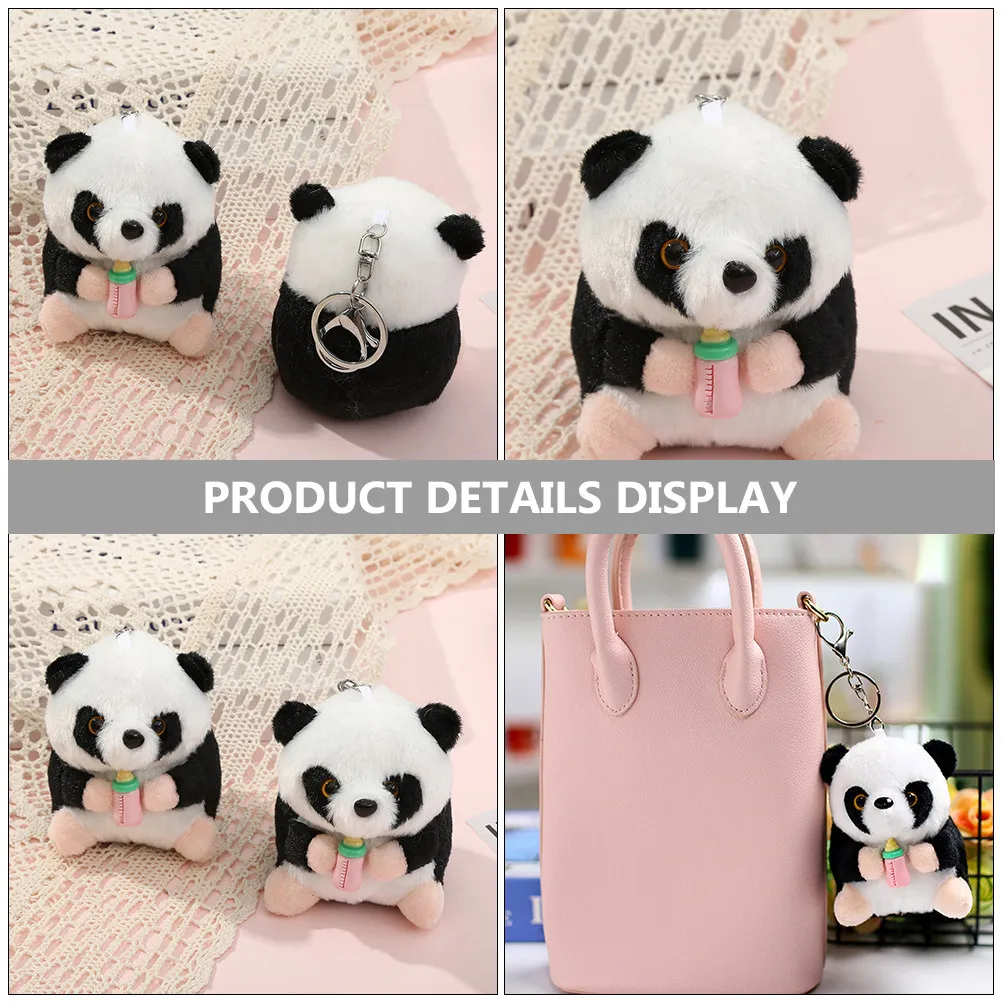 

Panda Keychain Decorative Key Pendant Cute Stuffed Panda Accessory Backpack Car Key Ring Bag Hanging Decor for Women Birthday