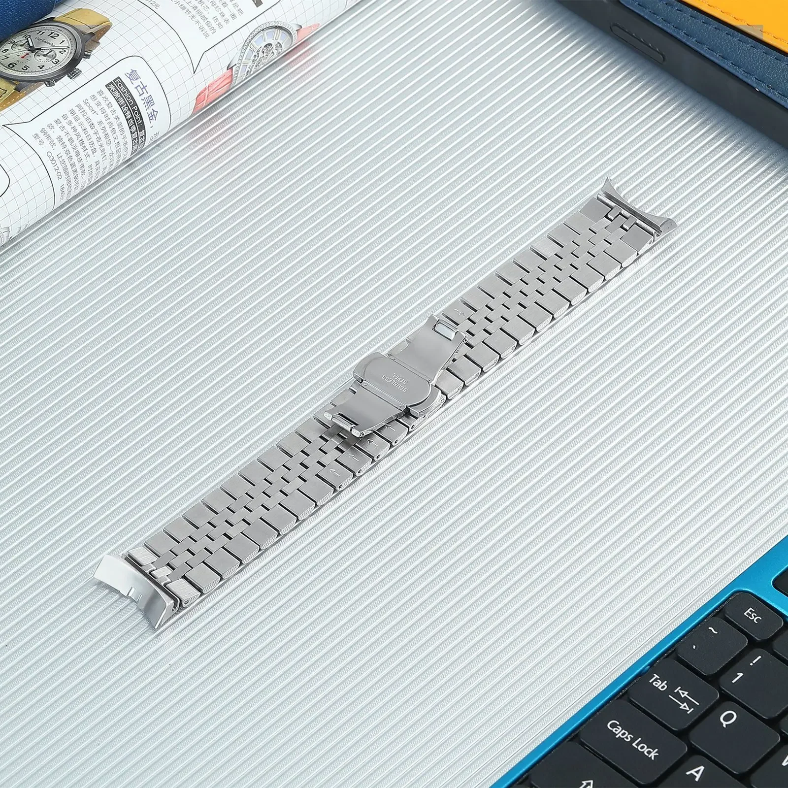 สายสแตนเลสสตีลไม่มีช่องว่างสำหรับ Samsung Galaxy 6สร้อยข้อมือ47มม. 43มม. สำหรับ5Pro 45มม. 6/5/4 40มม. 44มม.