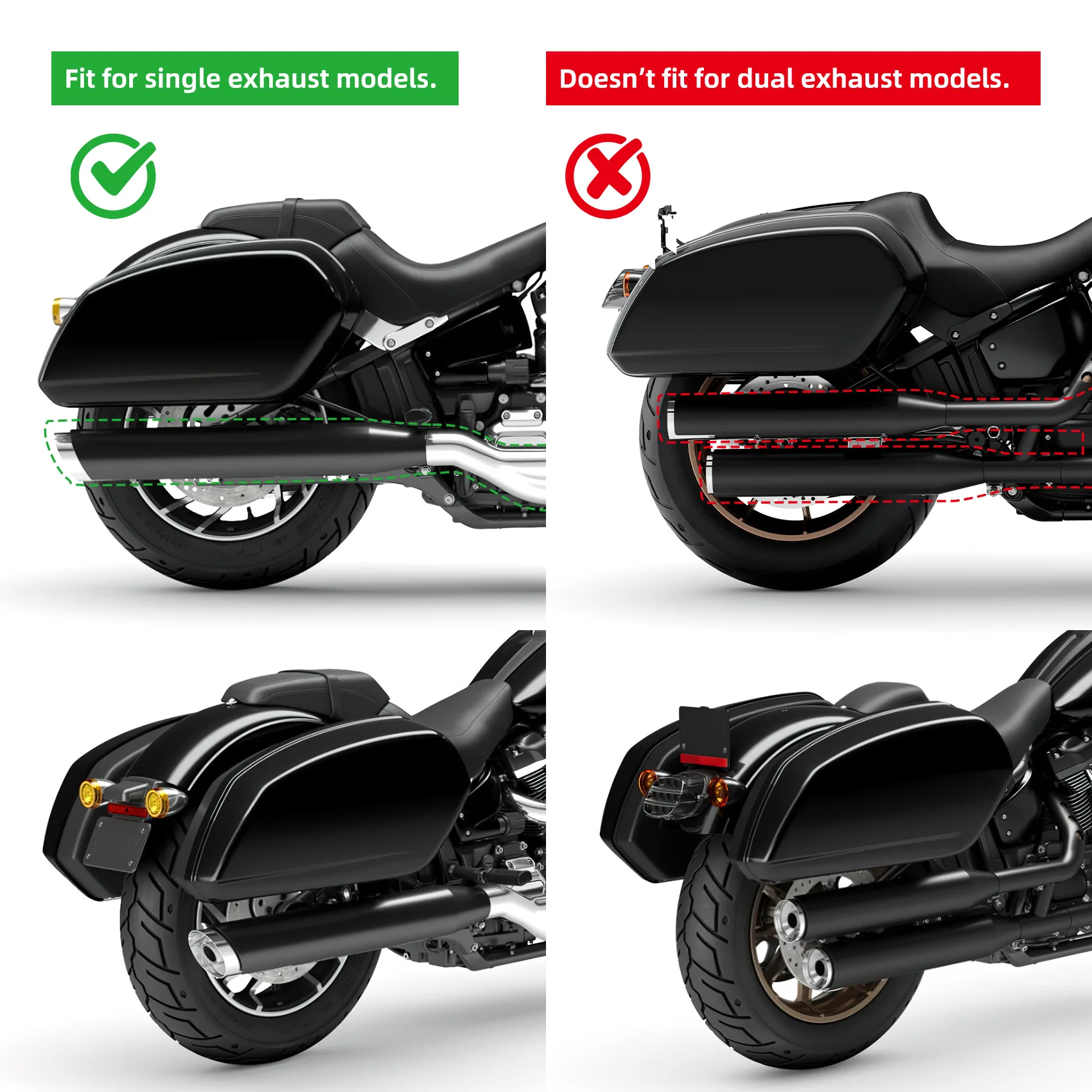 グロスブラックサドルバッグバッグハーレースポーツグライド FLSB 2018-2024 2023 2022 荷物サイドボックス