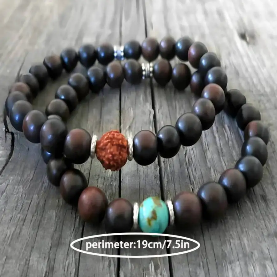2pcs Handmade natural stone bead bracelet set,men's cuff button bracelet,Ramadan prayer bead,women's meditation,holiday gift