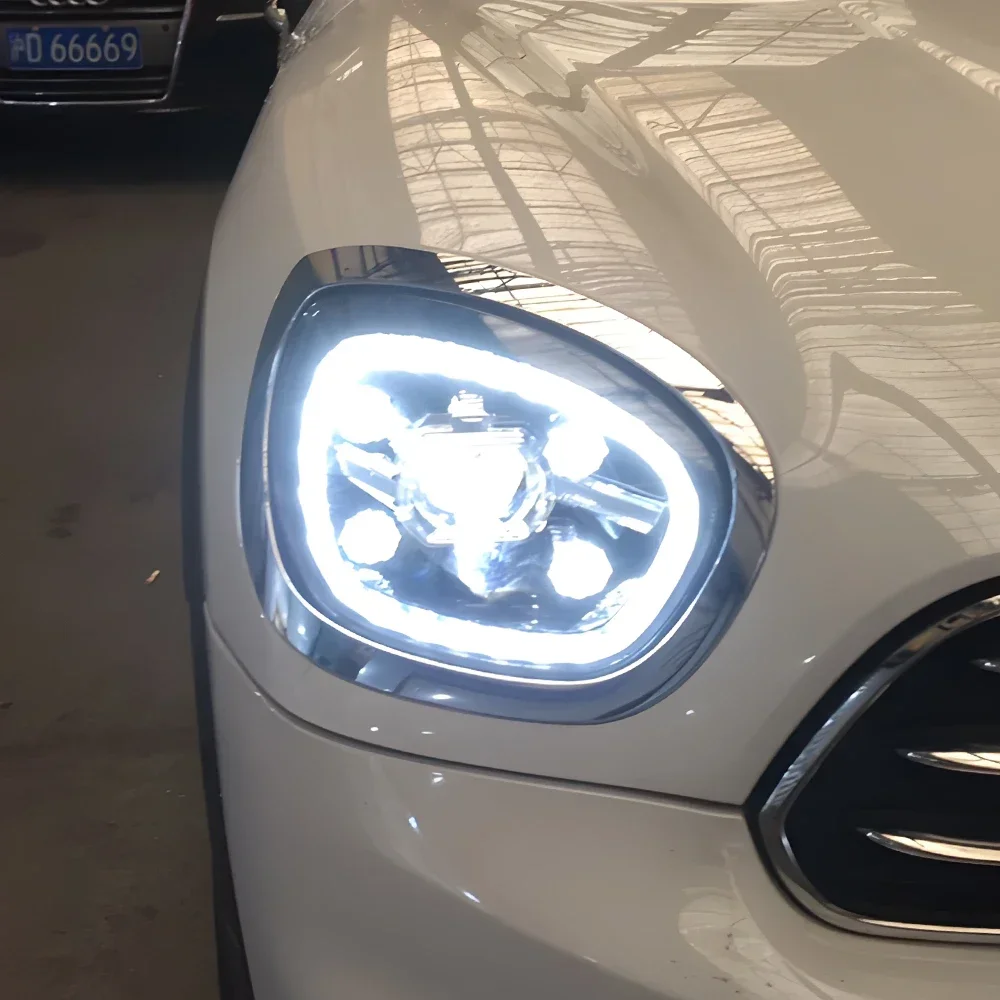 مجموعة مصابيح رأس السيارة لـ 2017-2020 Mini Countryman F60 ترقية بلورات تصميم LED ملحقات عدسة العرض الأمامي للسيارات