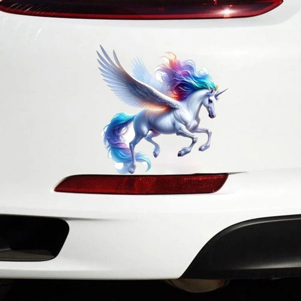 Weiße Einhorn-Pegasus-Vinylaufkleber, selbstklebender Vinyl-Aufkleber, verwendet für Autofenster, Stoßstange, Laptops, Fenster, Glas, Wände