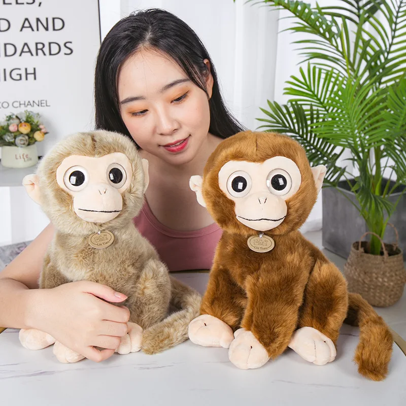 cute plush big eyes monkey toy high quality squating monkey doll kids' birthday gift about 30cm