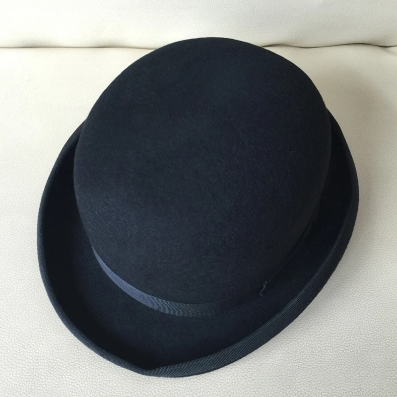 100% Wool Felt Derby Bowler Hat for Men Women Satin Lined Fashion Party Formal Fedora Costume Magician Hat