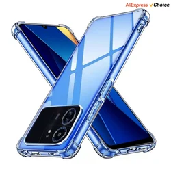 Thick Air-Bag Silicone Clear Case For Xiaomi Poco C65 X6 M4 M5 M6 X3 X4 NFC X5 F3 F4 GT F5 Pro 5G C50 C51 C55 Back Cover Fundas