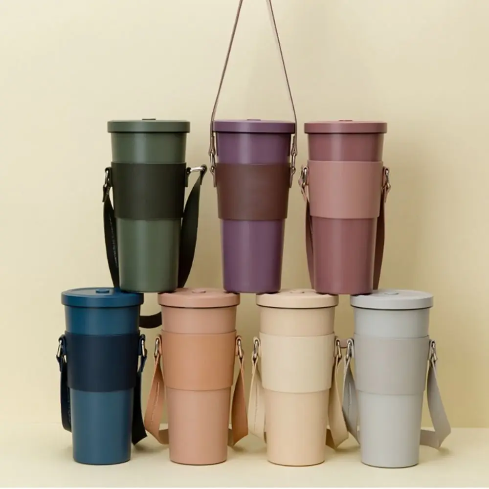 mit Riemen, Wasserflaschengriff, Schultergurt, PU-Leder, 30–40 Unzen, Flaschen, Bechergriff, universelles Kaffeetasse-Zubehör für