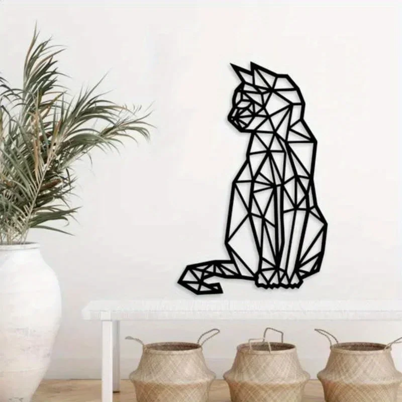 Iron Wall Art Metal Cat Hanging Decoration, Rust-Proof Silhouette Decor, Suitable for Living Room and Bedroom