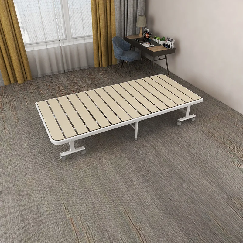 Japanese-style folding bed, lunch break, nap bed, single bed, free installation of wrought iron solid wood escort bed
