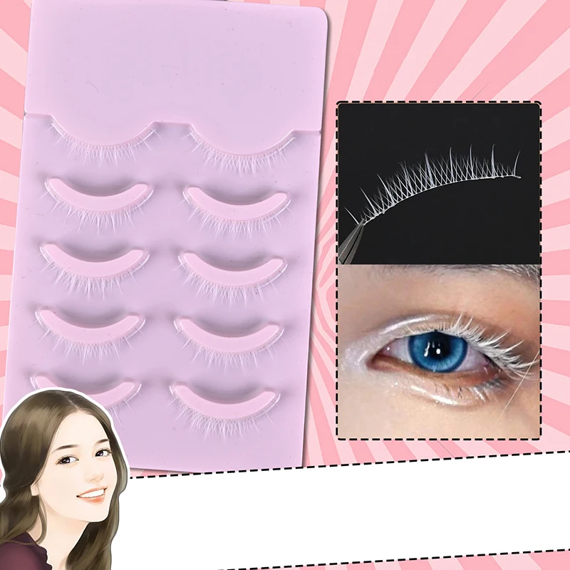 【Neutral White Eyelashes Short Devil One-piece Simulation Comic New Hand Soft Stem Japanese False Eyelashes】