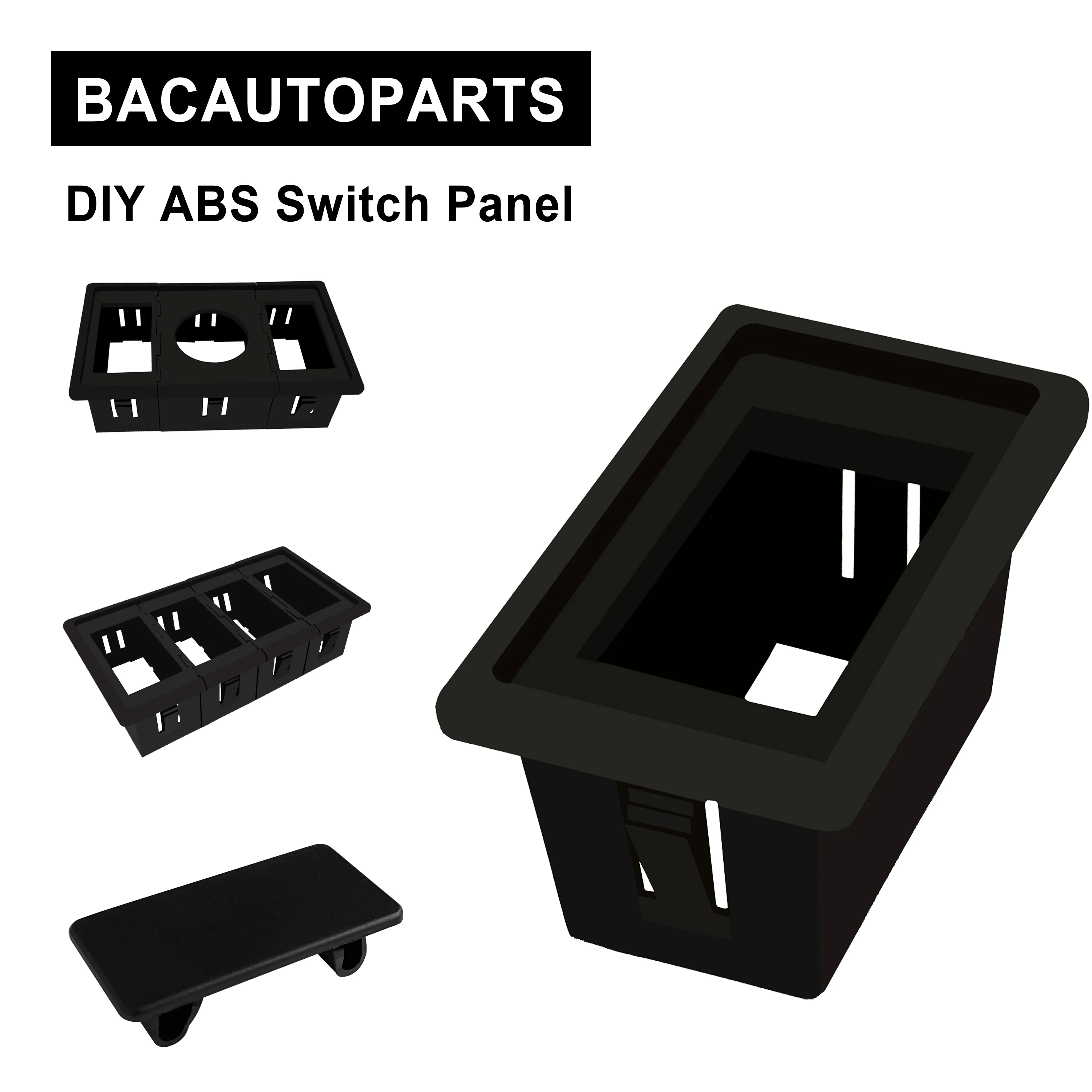 Car Boat Truck Rocker Switch & USB Quick Charger Sockets Frame Flush Mounting Housing Panel, ABS Bezel Holder