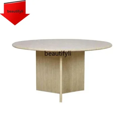 

a13 Modern minimalist natural travertine table, dining room rectangular eating table