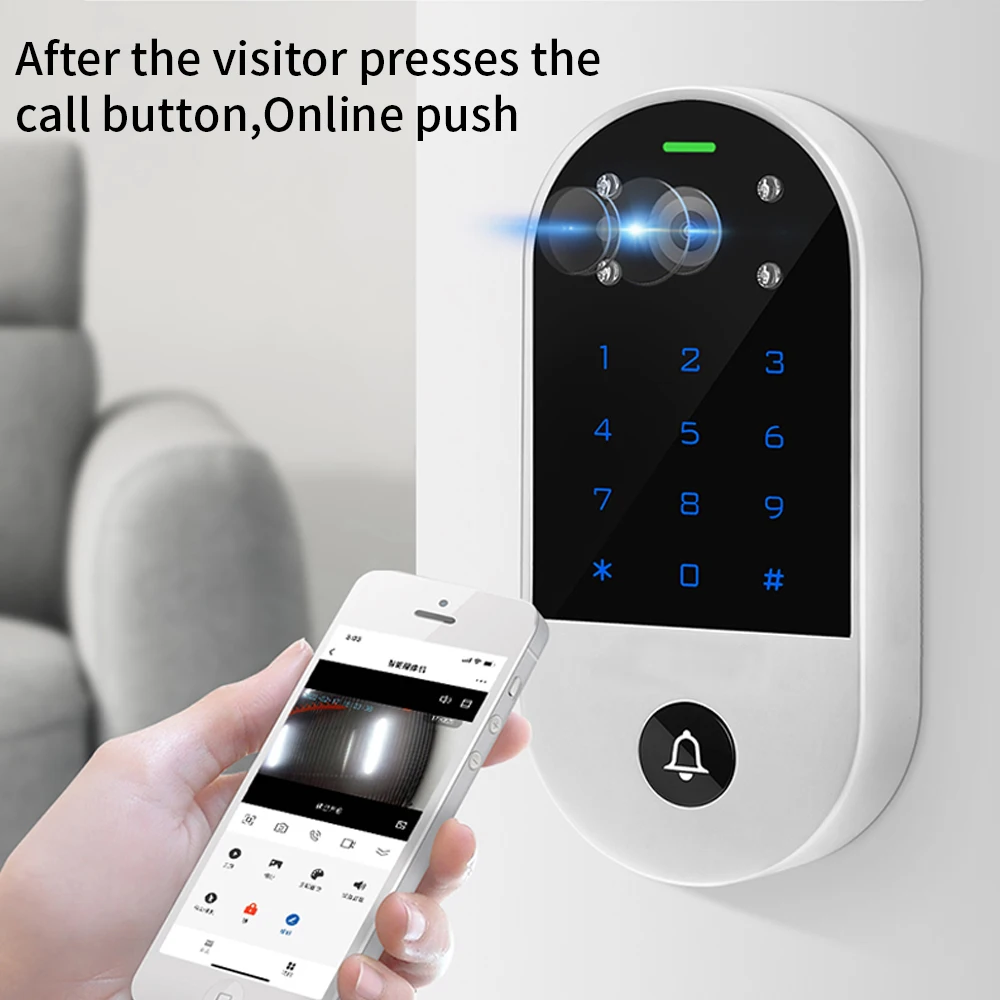 Imagem -02 - Vídeo Porteiro Sistema de Controle Acesso Tuya Inteligente App Porta Peep Câmera para Apartamento e Casa Controle Acesso Rfid com Câmera wi fi