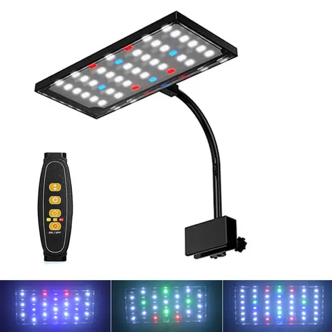 USB 수족관 LED 조명 전체 스펙트럼 수생 식물 성장 램프, 어항 밝기 조절 가능, 시간 조절 가능, 360 ° 회전 가능